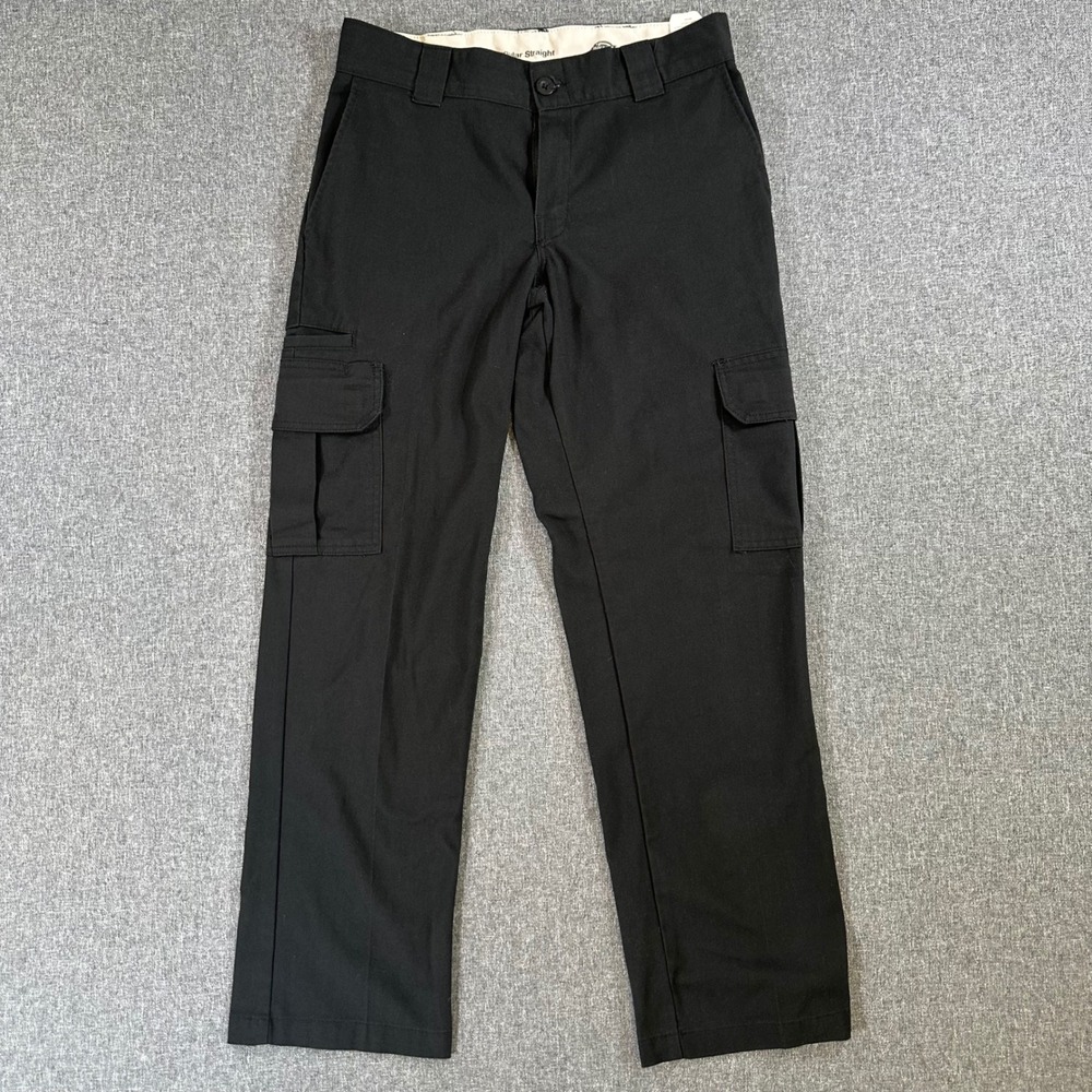 Dickies Cargo Pants Mens 30x30 Regular Straight Black WP595BK Flex Fabric